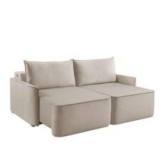 Imagem de Sofá 2 Lugares Retrátil Moon Com Usb Linho Cru - Estofart