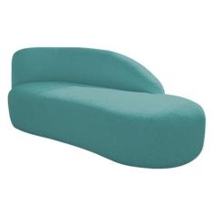Imagem de Divã Recamier Curvo Luna 160cm Lado Direito Suede Azul Turquesa