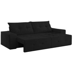 Imagem de Sofá 2 Lugares Retrátil Espanha 150cm Tecido Suede Cor Preto
