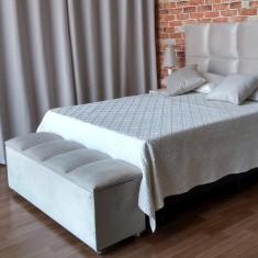 Imagem de Recamier Baú Módena Bege Suede Liso Queen 160 X 37 X 50 - Rbl