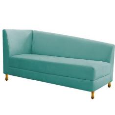Imagem de Recamier Valéria 160cm Lado Direito Suede Azul Tiffany - Doce Sonho Mó