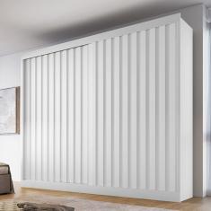 Imagem de Guarda-Roupa Casal Atlanta 2 Portas 4 Gavetas com Ripado 100% Mdf Branco Acetinado - Mademarques