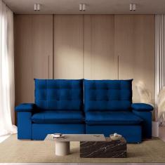 Imagem de Sofá Retrátil Reclinável 210 Cm Luxor Estofados Veludo Azul