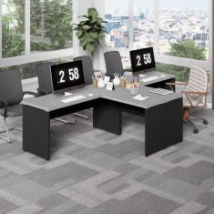Imagem de Mesa L Escritório 2 Lugares 3,00m x 1,50m Pés Painel F5 - F5 Office G,