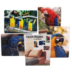 Imagem de Kit 4 Quebra-cabeças Aves Divertido Educativo 24 Peças - Reidopendrive
