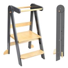 Imagem de Banqueta de cozinha dobrável Toddler Tower TDKDhoming Grey