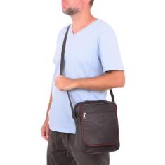 Imagem de Bolsa Alça Transversal Masculina Ziper Alta Qualidade Costura Reforçad