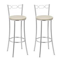 Imagem de Kit 2 Banquetas Cromadas Bc51-a A110 Cromado/bege