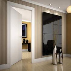 Imagem de Kit Porta de Madeira Lisa Laqueada 210cm X 70cm Moldufama Esquerda Branco