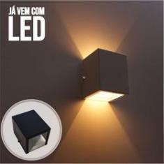 Imagem de kit 6 Arandelas 2 fachos preta + 6 lâmpadas led g9 5w 3000k p/ parede muro externa e interna st678