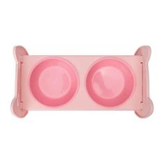Imagem de Tigela Dupla Antiderrapante para Cães, Tigela Dupla de Plástico Com Antiderramamento para Cães Grandes e Médios e Cães ou Gatos Pequenos (Rosa)