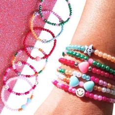 Imagem de Kit C/ Até 12 Pulseira Infantil  Com Miçangas, Entremeios E Falsa Péro