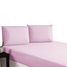 Imagem de Roupa de Cama Micropercal Rosa King 3pçs Lençol de Elástico