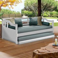 Imagem de Sofá Cama Solteiro de Madeira Maciça Rústico Branco Atraente Móveis
