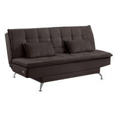 Imagem de Sofá-Cama Casal 3 Lugares Luna Veludo Base e Pés de Alumínio e com Entrada USB Marrom