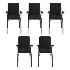 Imagem de Kit 5 Cadeiras para Escritório Linha Office Preto