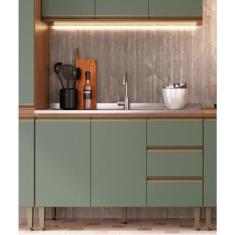 Imagem de Balcão para Pia de Cozinha 3 Gavetas 2 Portas Greta Freijó/oliva