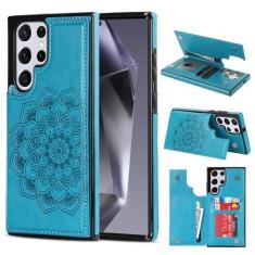 Imagem de NKECXKJ Capa projetada para Galaxy S24 Ultra com compartimento para cartão de crédito, carteira de couro PU, capa protetora durável à prova de choque para Samsung S24U, mulheres, homens, 6,8