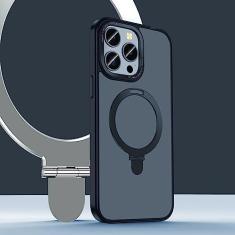 Imagem de Capa de telefone com suporte de anel magnético para iPhone 14 13 12 Pro Max Cover Carregamento sem fio Celular de metal à prova de choque, preto obsidiana, para iPhone 12 Pro