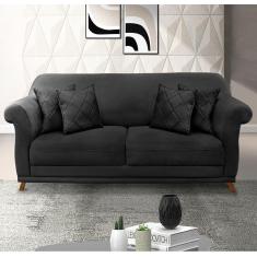 Imagem de Sofá 2 Lugares Lorena Veludo 1,60m Pés Em Madeira Maciça - Preto Preto