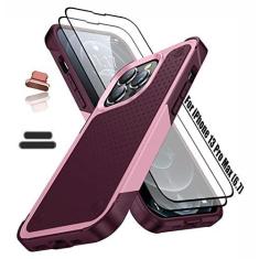 Imagem de ymxdmd Capa resistente para Apple iPhone 13 Pro Max de 6,7 polegadas, 4 cantos com airbags [proteção contra quedas de 3,6 metros], capa antiderrapante texturizada com suporte à choque, carregamento