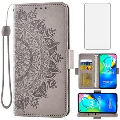 Imagem de Asuwish Capa carteira compatível com Moto G8 Power protetor de tela de vidro temperado porta-cartões flip alça de pulso suporte capa de celular para MotoG8Power Motorola 8 8G G8Power XT2041-1 2020