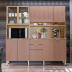 Imagem de Armário De Cozinha Compacta 10 Portas 2 Gavetas Amora Amêndola Touch-marsala Prime Tx