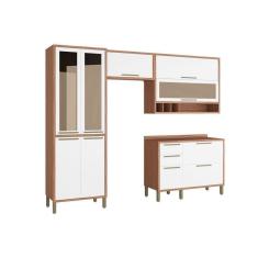 Imagem de Cozinha Modulada Completa Syrah 4 Peças (2 Armários + 1 Balcão + 1 Paneleiro) Sevilha/branco Ronipa