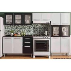 Imagem de Kit De Cozinha Completa 4 Peças Evidence (2 Armários 1 Balcão 1 Paneleiro) C4p59 Branco/preto