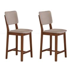 Imagem de Conjunto com 2 Banquetas Napoli Imbuia e Bege