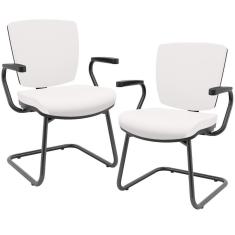 Imagem de Kit 02 Cadeiras De Escritório Fixa Executiva Office Preto Slim Baixa Flexi P03 Vinil Branco