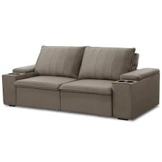 Imagem de Sofá Retrátil Reclinável 3 Lugares 205cm Baluart F05 Veludo Castor - Mpozenato