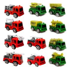 Imagem de Caminhão Do Exército E De Bombeiro Infantil Kit 12 Carrinhos A Fricção
