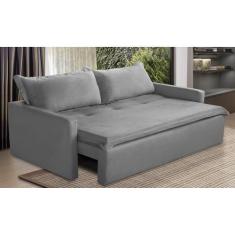 Imagem de Sofá Sem Caixa Retrátil E Reclinável 1,65M Com Molas Luzia Suede Cinza