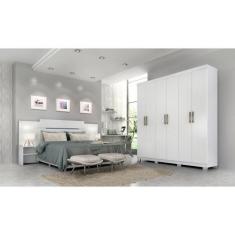 Imagem de Quarto de Casal com Guarda Roupas 6 Portas Clara e Cabeceira Extensíve