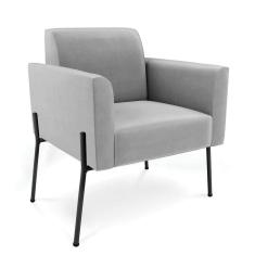 Imagem de Sofá Namoradeira E Poltrona Pé De Ferro Preto Marisa Suede D03 - D`rossi Cor Cinza