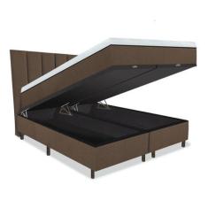 Imagem de Cama Box e Colchão Magnético + Cabeceira - Therapy Life Slim, Marrom, 