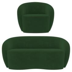 Imagem de Sofá 2 Lugares Living 160cm E 1 Poltrona Giratória Garbin K04 Veludo V