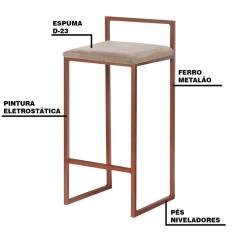 Imagem de Banqueta Selena Base Bronze Suede Cappuccino Gran Belo