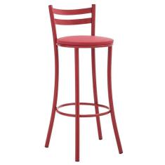 Imagem de Banqueta Alta em Aço para Cozinha com Encosto Vermelha