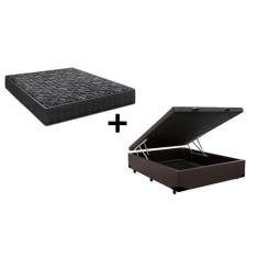 Imagem de Cama Box Baú Casal 138 Tecido Sintético Marrom Com Colchão Lisboa Espu