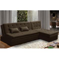 Imagem de Sofá Cama King 5 Lugares 2,70m Alice Suede Marrom Adonai Estofados