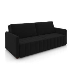 Imagem de Sofá-Cama Decorativo Retrátil Thanos 2 Lugares 192cm Veludo Preto G45 - Gran Belo