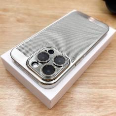 Imagem de Capa de telefone com dissipação de calor galvanizada dura para iPhone 11 12 13 14 15 Pro Max 7 8 14 15 Plus XS Max Chapeamento capa respirável, prata, para iPhone 8