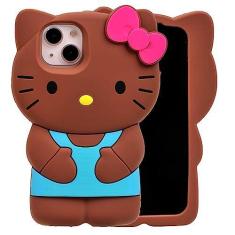 Imagem de MONEHOYSY Capa de desenho animado para iPhone 15 de 6,1 polegadas, moda fofa 3D gatinho fofo kawaii silicone macio animal tectivo gel shock of gel capa traseira para crianças mulheres meninas meninos