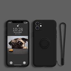 Imagem de Capa de suporte de anel magnético de silicone para iphone 11 12 13 pro xs max xr xs x 8 7 6s plus capa de suporte de dedo de suporte macio, preto, para iphone 12