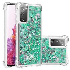 Imagem de LEMAXELERS Compatível com Galaxy S20 FE, capa transparente com glitter brilhante flutuante areia movediça à prova de choque capa protetora de silicone macio TPU para Samsung Galaxy S20 FE. YBL Love