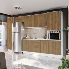 Imagem de Cozinha Modulada Celeste Kappesberg 100% Mdf Branco/nogueira 360cm
