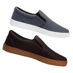 Imagem de Kit 2 Pares Tênis Slip On Masculino com Elástico e Sola Costurada