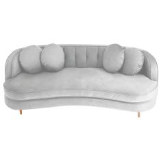 Imagem de Sofá Curvo 3 Lugares Orgânico Sala Recepção Luxo Panamá 185cm Suede Branco